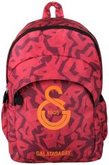 Galatasaray Lisanslı Büyük Logo Detaylı Kırmızı Sırt Çantası 3 Bölmeli