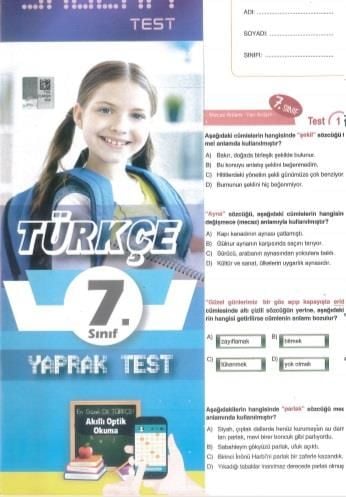 Molekül 7. Sınıf Türkçe Yaprak Test