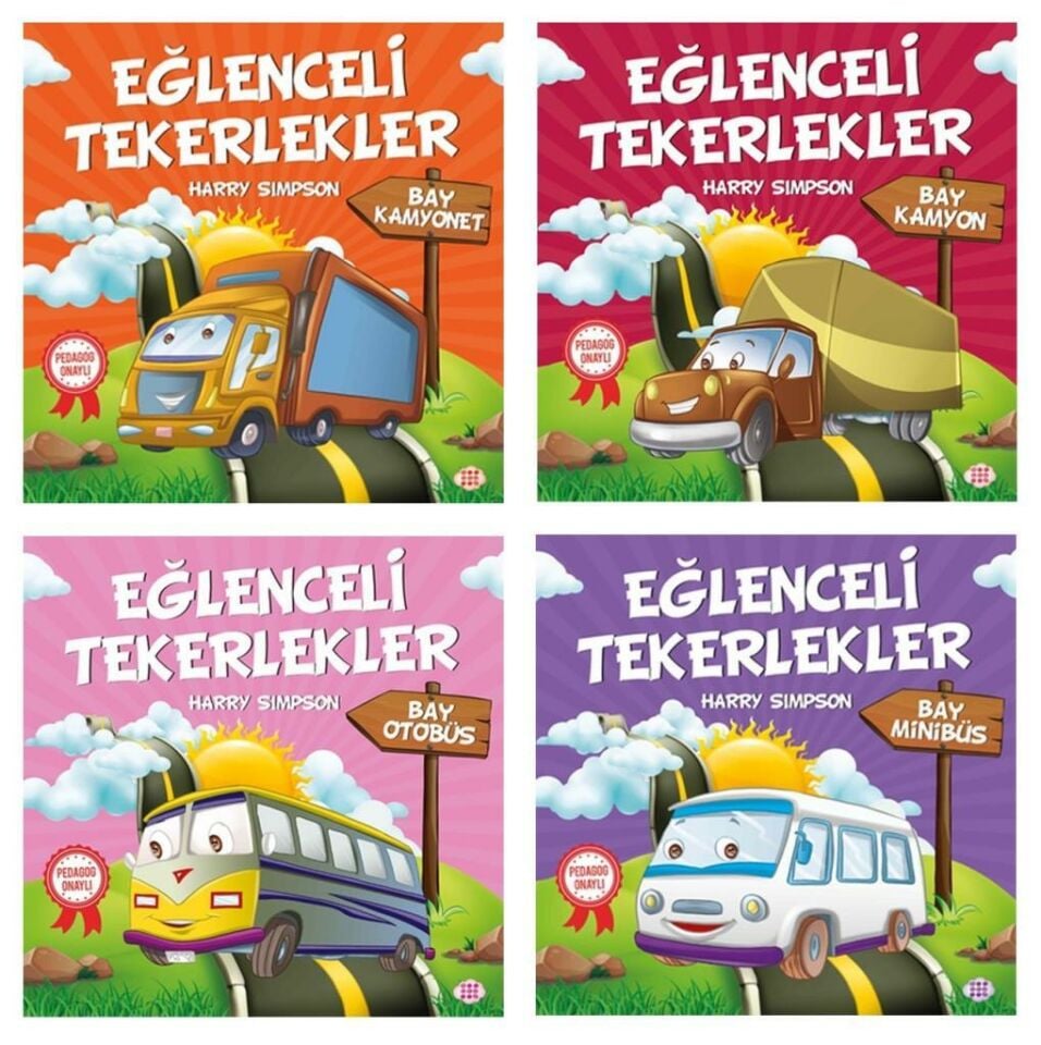 Pedagog Onaylı Eğlenceli Tekerlekler Öykü Serisi 4 Kitap (Set 1)