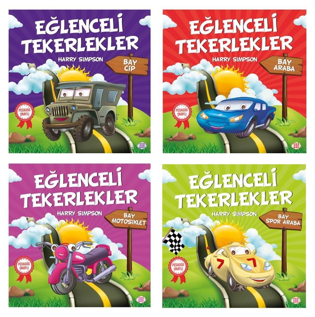Pedagog Onaylı Eğlenceli Tekerlekler Öykü Serisi 4 Kitap (Set 2)