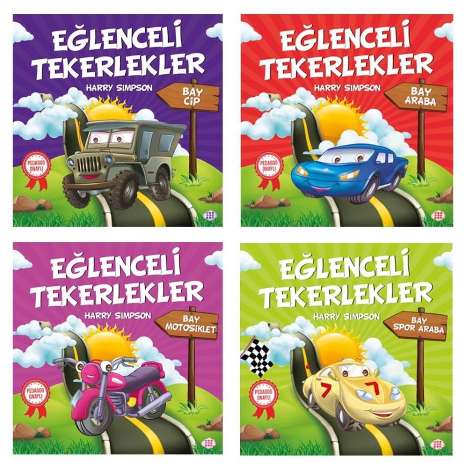 Pedagog Onaylı Eğlenceli Tekerlekler Öykü Serisi 4 Kitap (Set 2)