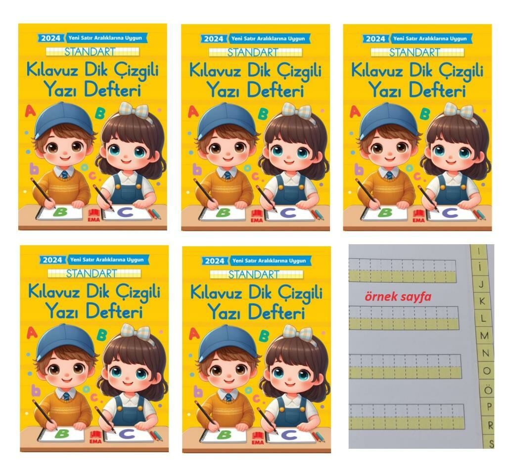 Ema Kılavuz Dik Çizgili Yazı Defteri YENİ SİSTEM (5 Adet)