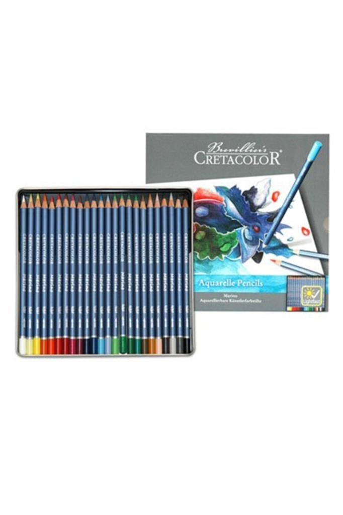 Marino Sulandırılabilir Kuru Boya Kalem Seti 24 Renk Metal Kutu