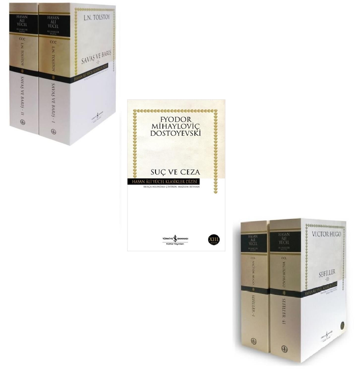 Hasan Ali Yücel Savaş ve Barış - Suç ve Ceza - Sefiller (3 Kitap)