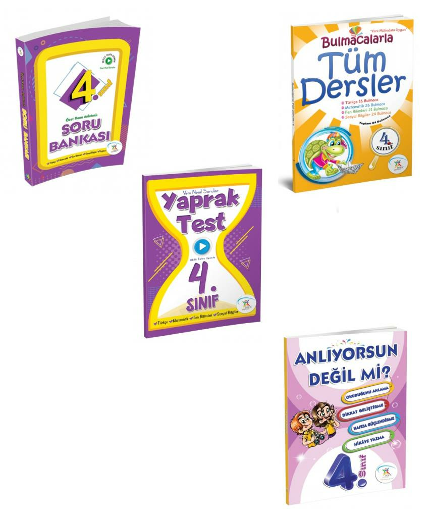 5 Renk 4 . Sınıf Tüm Dersler Soru Bankası + Yaprak Test + Bulmaca + Anlıyorsun Değil mi(4 Kitap)