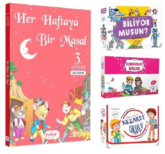 5 Renk 3. Sınıf Korkusuz İkizler + Biliyormusun + Nezaket Okulu +  Her Haftaya Bir Masal (31 Kitap)