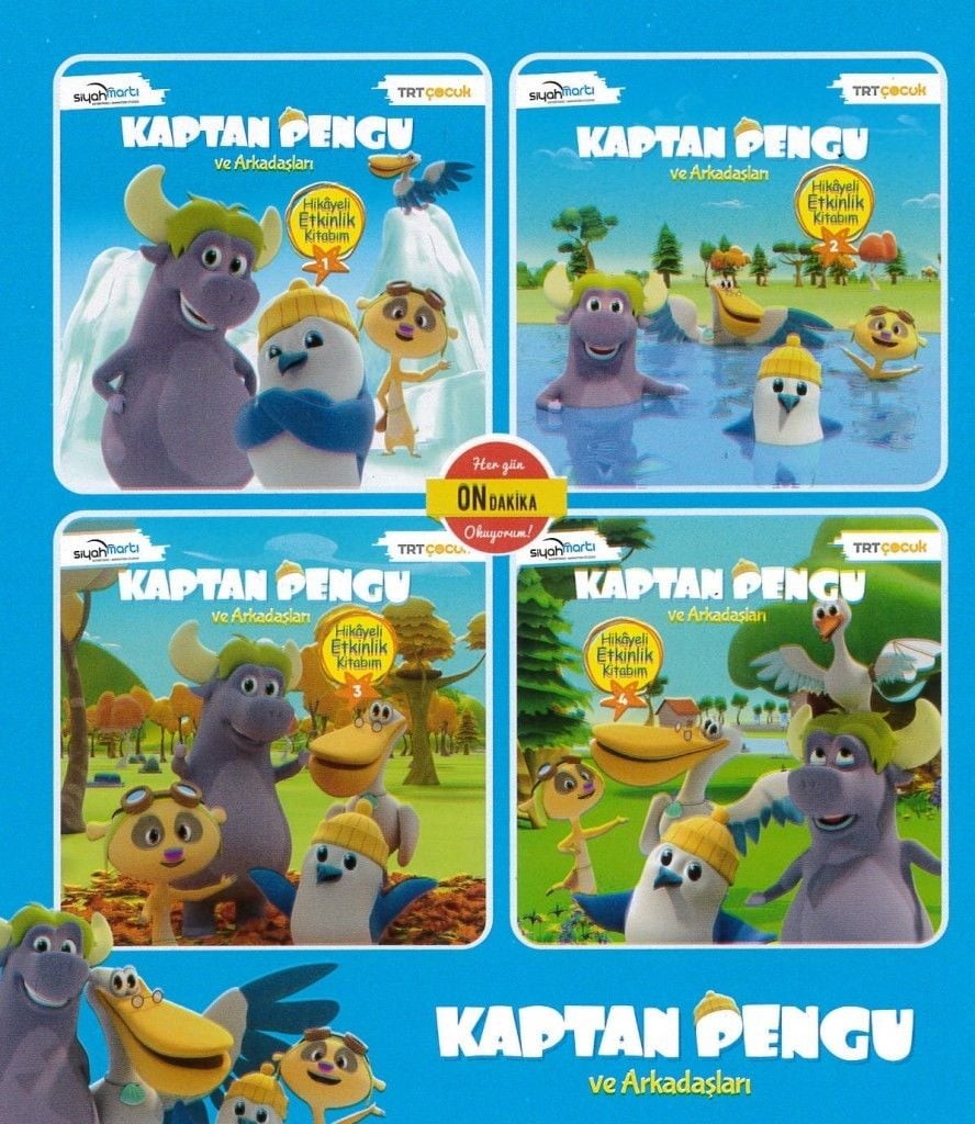 Kaptan Pengu ve Arkadaşları Hikayeli Etkinlik Kitabı Seti (4 Kitap)