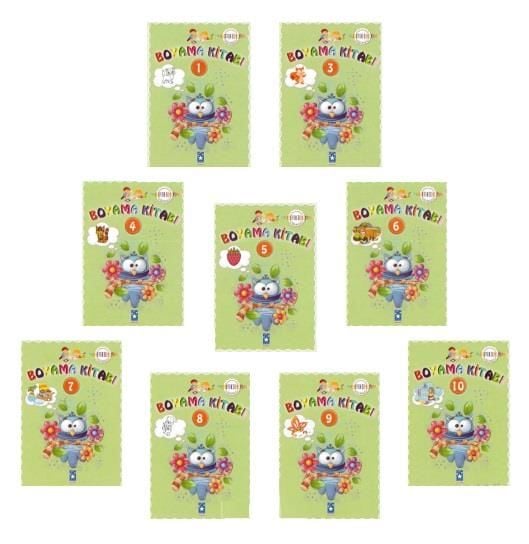 Eğlenceli Boyama Kitabı Seti Yeşil Seri (10 Kitap)