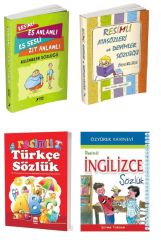 Resimli Sözlük Seti 4 Kitap (Türkçe - İngilizce - Deyimler ve Atasözleri - Eş anlamlı Zıt Anlamlı Resimli Sözlük)