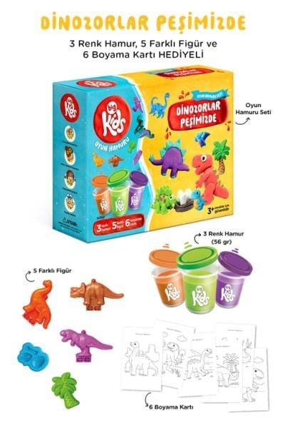 Dinozorlar Peşimizde Oyun Hamuru Seti 14 Parça 348 Gr