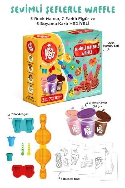 Sevimli Şeflerle Waffle Oyun Hamuru Seti 16 Parça 340 Gr