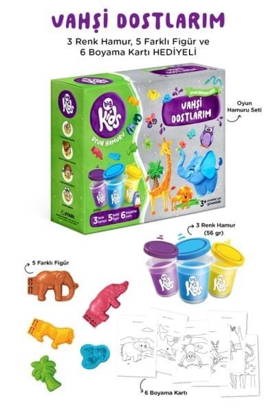 Vahşi Dostlarım Oyun Hamuru Seti 14 Parça 344 Gr