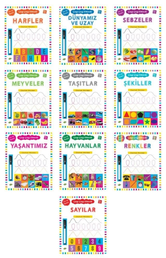 Kukla Çizgi Çizgi Etkinlik Çıkartmalı Aktiviteler Seti 10 Kitap