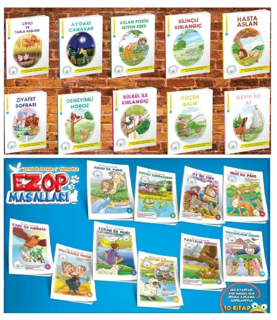 Koza 1. Sınıf La Fontaine Masalları + Ezop Masalları 20 Kitap Set