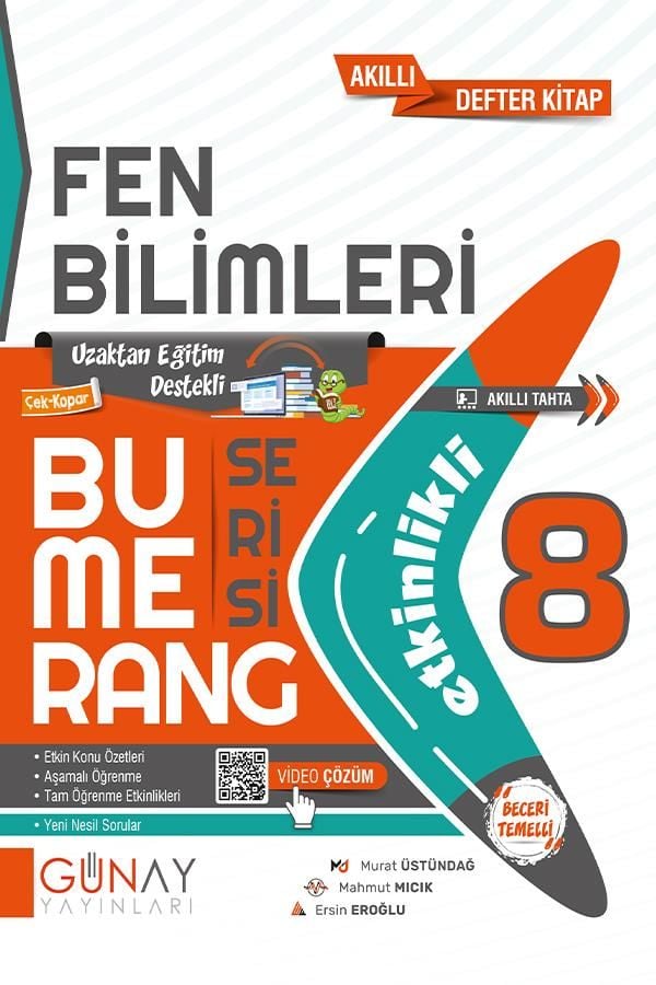 Günay 8. Sınıf Bumerang Fen Bilimleri Etkinlikli Akıllı Kitap