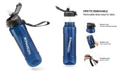 Vagonlife Uzspace Pipetli Büyük Boy Tritan Su Matarası 1000ml Mavi