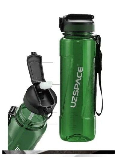 Vagonlife Uzspace Pipetli Büyük Boy Tritan Su Matarası 1000ml Yeşil