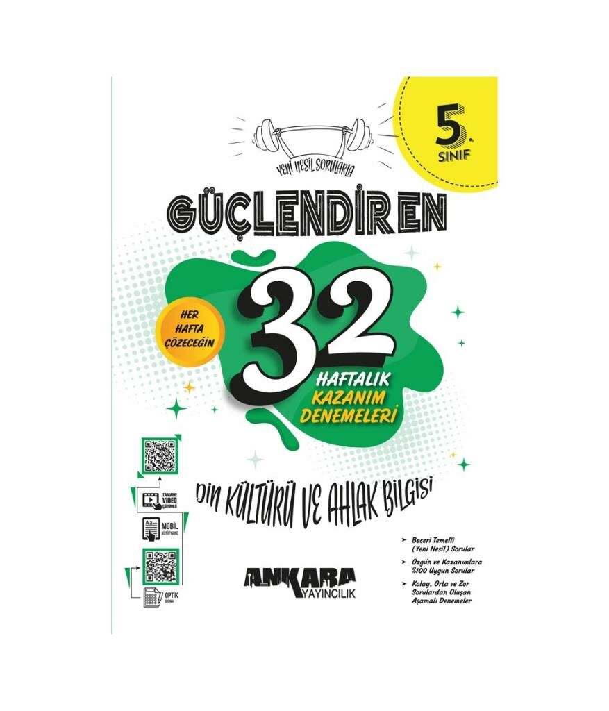 Ankara 5. Sınıf Güçlendiren Din Kültürü Ve Ahlak Bilgisi 32 Haftalık Deneme