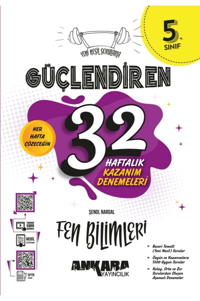 Ankara 5. Sınıf Güçlendiren 32 Haftalık Fen Bilimleri Kazanım Denemeleri