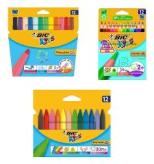 Bic 12 Renk Jumbo Kuru Boya Pastel Boya Keçeli Boya Seti 3 lü