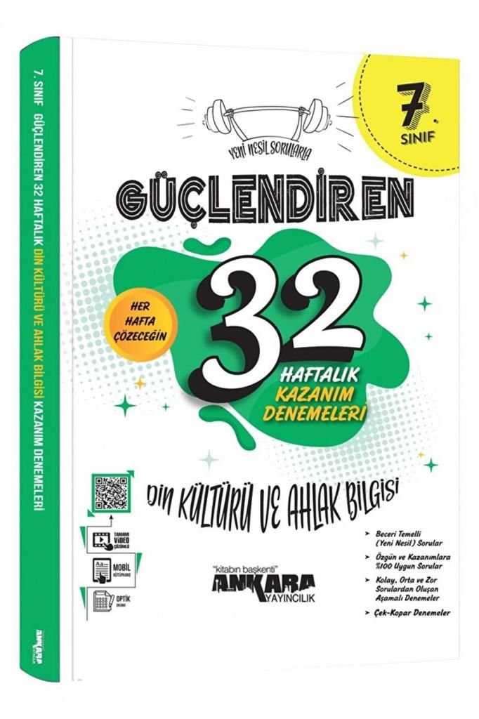 Ankara 7. Sınıf Güçlendiren 32 Haftalık Din Kültürü ve Ahlak Bilgisi Kazanım Denemeleri