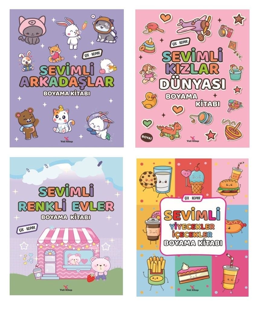 Yeti Sevimli Boyama Kitabı Seti (4 Kitap)