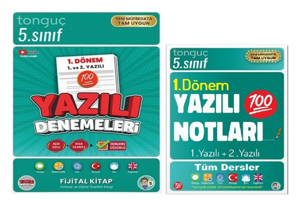 Tonguç 5. Sınıf Yazılı Notları + Yazılı Denemeleri 1. Dönem 1 ve 2. Yazılı (2 Kitap)