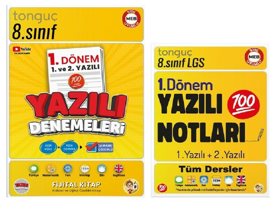 Tonguç 8. Sınıf Lgs Yazılı Notları + Yazılı Denemeleri 1. Dönem 1 ve 2. Yazılı (2 Kitap)