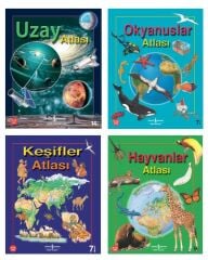 Hayvanlar Atlası + Keşifler Atlası + Okyanus Atlası + Uzay Atlası 4 Kitap Set