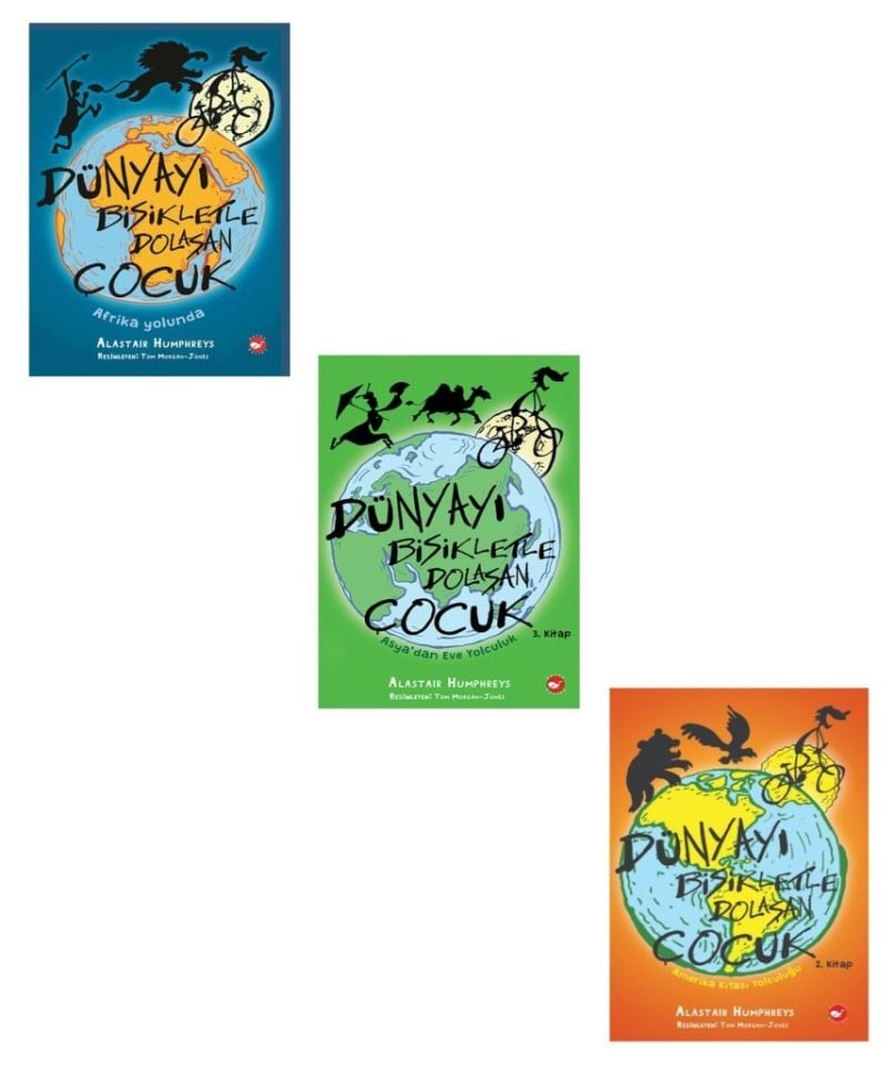 Dünyayı Bisikletle Dolaşan Çocuk Seti 3 Kitap (Afrika Yolunda + Asyadan Eve Yolculuk + Amerika Kıtası Yolculuğu)