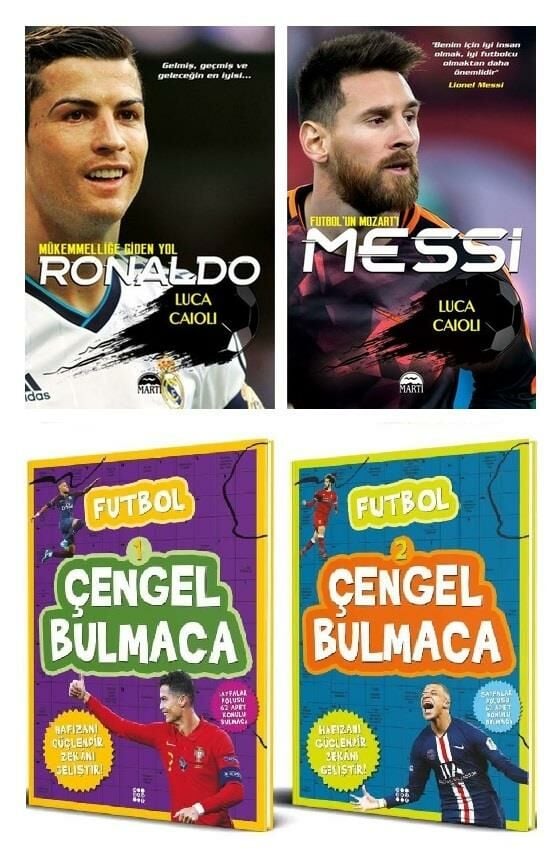 Ronaldo + Messi + Futbol Çengel Bulmaca Seti (4Kitap)