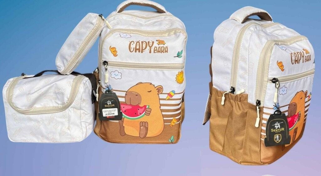 Sentor Capybara İlkokul Çantası + Beslenme Çantası + Kalemlik (3 Parça)
