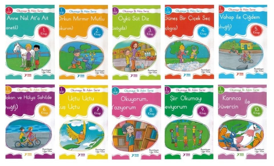 Yuva 1. Sınıf Okumaya İlk Adım Serisi Anetil 10 Kitap (Renkli - Heceli)