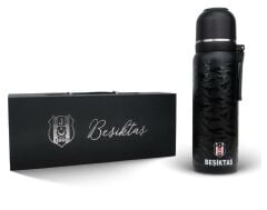 Beşiktaş Çelik Termos Bardaklı Kapak Siyah 650 Ml