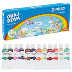 Mikro Tüplü Guaj Boya 12 Renk  (12x9 mm)