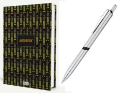 Bez Ciltli Kareli Defter Karmadesen + Mikro Tükenmez Kalem 2 li Set