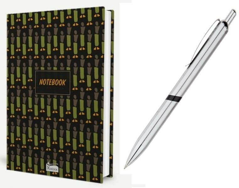 Bez Ciltli Çizgili Defter Karmadesen + Mikro Tükenmez Kalem 2 li Set