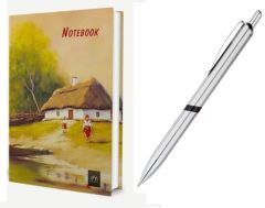 Bez Ciltli Çizgili Defter Ev + Mikro Tükenmez Kalem 2 li Set