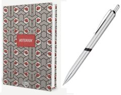 Bez Ciltli Çizgili Defter Şapka + Mikro Tükenmez Kalem 2 li Set