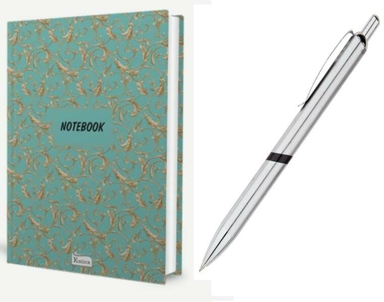 Bez Ciltli Kareli Defter Turkuaz+ Mikro Tükenmez Kalem 2 li Set