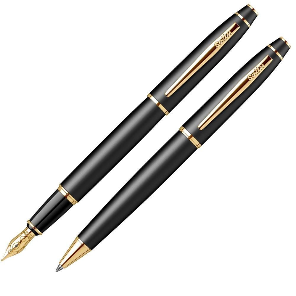 Scrikss 35 Dolma-Tükenmez Kalem Seti Mat Siyah Altın