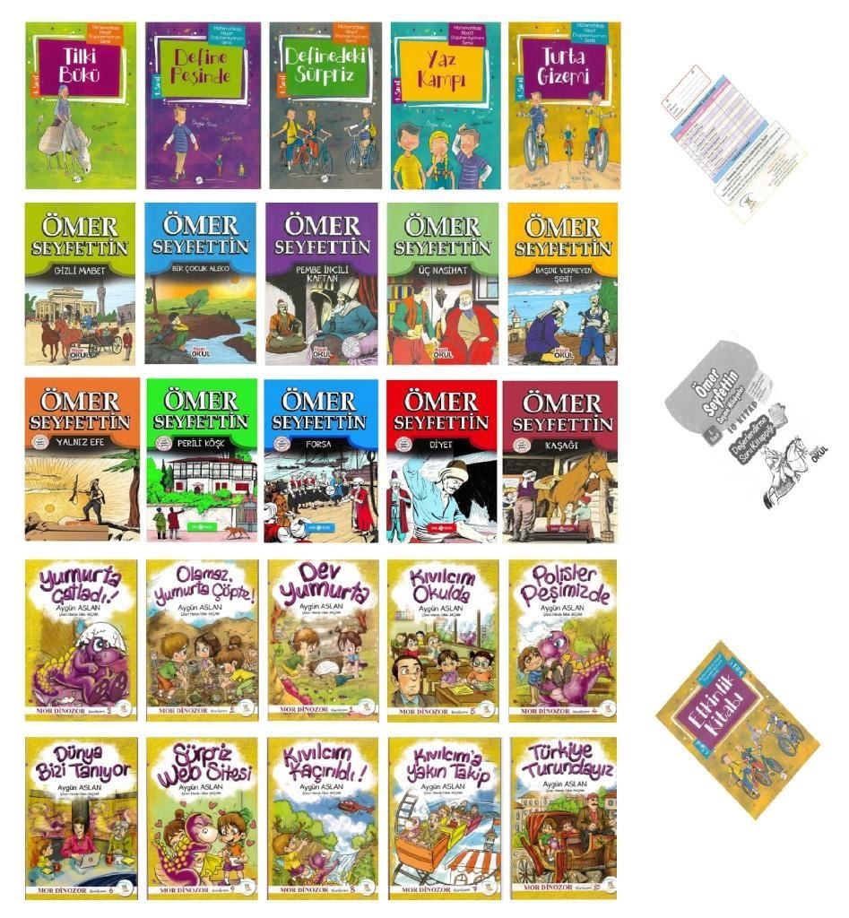 4. Sınıf Okumayı Sevdiren Eğitici Hikaye Seti 25 Kitap (Ömer Seyfettin - Mor Dinozor - Matematik Hikayeleri)