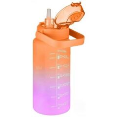 Vagonlife Turuncu-Pembe1500ML Pipetli/Pipetsiz Kullanım Motivasyon Matarası