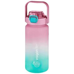 Vagonlife Pembe - Turkuaz 1500ML Pipetli/Pipetsiz Kullanım Motivasyon Matarası