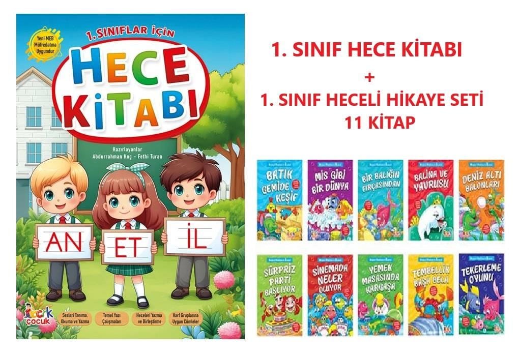 1. Sınıf Hece Kitabı + Heceli Hikaye Seti (11 Kitap)