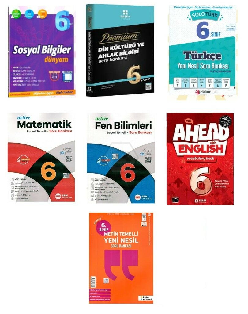 6. Sınıf Tüm Dersler Soru Bankası Seti Kampanyalı 7 Kitap (Set 2)