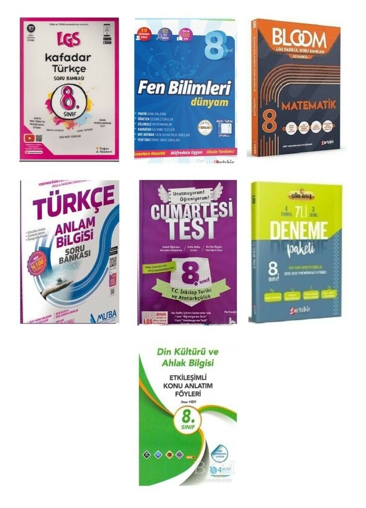 8. Sınıf Tüm Dersler Eğitim Seti 7 Kitap (Set 1)