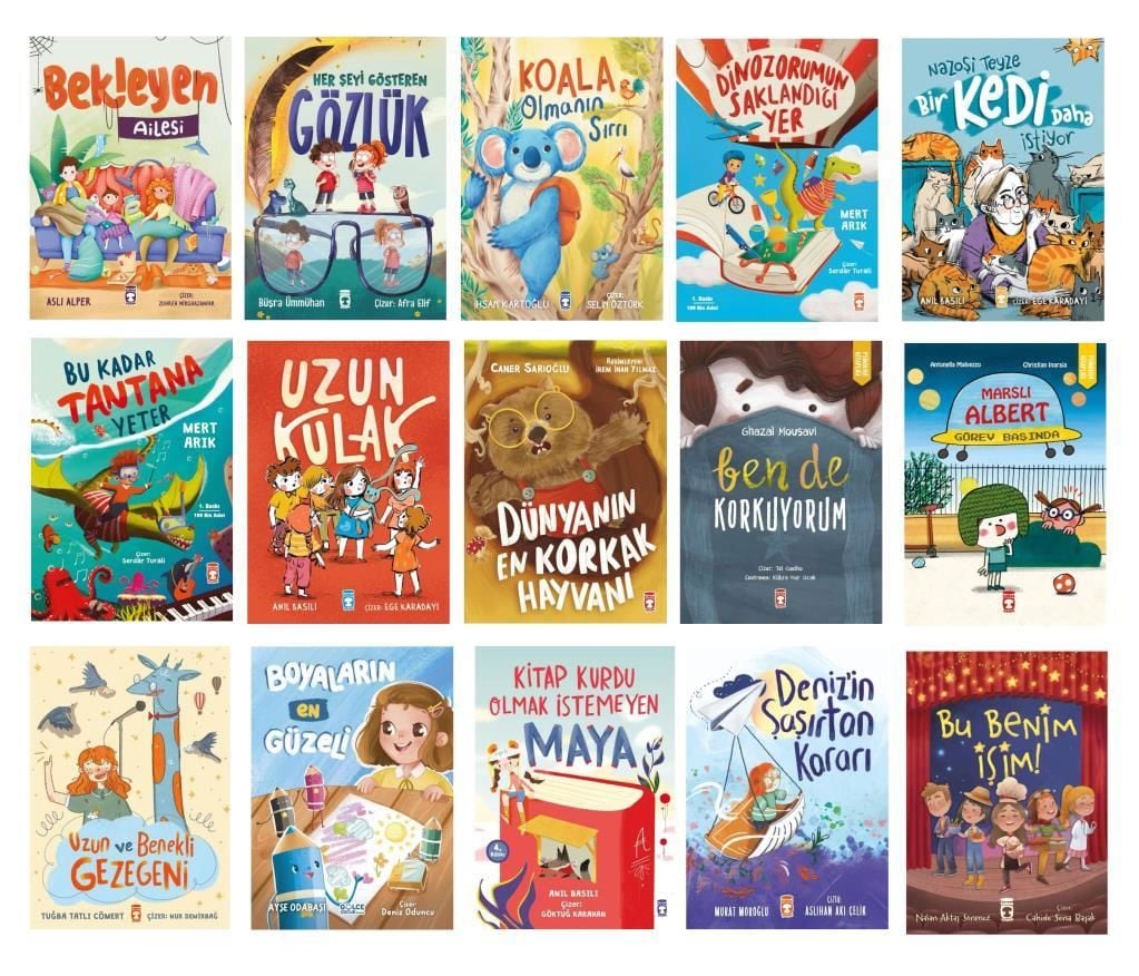 Timaş 1. ve 2. Sınıf Eğlenceli Kitaplar Seti 15 Kitap (Dinozorumun Saklandığı Yer + Bu Kadar Tantana Yeter + Uzun Kulak ve diğerleri...)