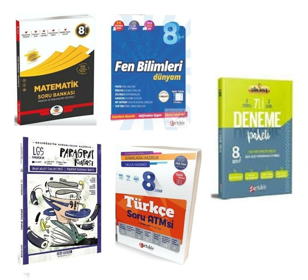 8. Sınıf Türkçe Matematik Fen Bilimleri Paragraf Lgs Deneme (5 Kitap)