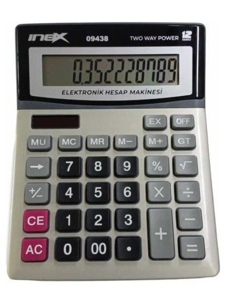 Inox Ofis Tipi 12 Haneli Büyük Boy Hesap Makinesi